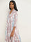 Utsa Lilac Ikat Printed A-Line Cotton Kurta