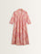 Utsa Peach Ikat Printed A-Line Kurta