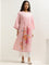 Utsa Pink Floral Design Cotton A-Line Kurta