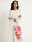 Utsa White Floral Design Cotton A-Line Kurta