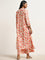 Utsa Orange Floral Printed A-Line Kurta