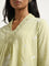 Utsa Lime Floral Embroidered A-Line Cotton Kurta