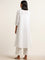 Utsa White Mirror-Detailed Blended Linen A-Line Kurta