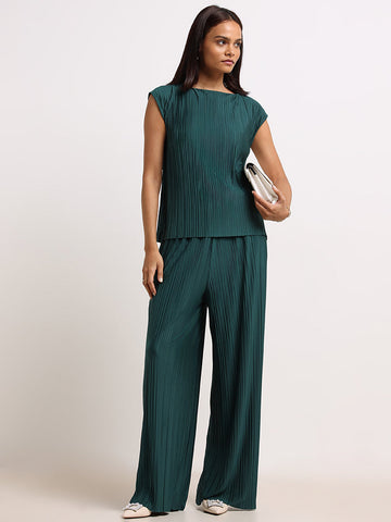 Wardrobe Green Pleated Pants