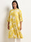 Diza Yellow Floral Pattern A-Line Kurta