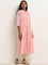 Utsa Pink Floral Embroidered Fit-and-Flare Cotton Kurta