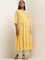 Utsa Yellow Floral Embroidered Fit-and-Flare Cotton Kurta