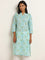 Utsa Turquoise Floral Printed Straight Kurta