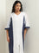 Gia Curves White Colour-Blocked Casual Cotton Straight Dress