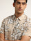 WES Casuals Beige Floral Print Slim Fit Shirt