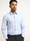 WES Formals Light Blue Checks Print Slim Fit Shirt