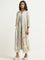 Utsa Grey Striped Pattern A-Line Cotton Kurta