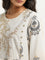 Utsa Beige Chandbali Printed Fit-and-Flare Cotton Kurta