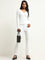 LOV White Ribbed V Neck Top