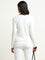 LOV White Ribbed V Neck Top