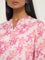 Utsa Pink Floral Design Straight Cotton Kurta