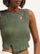 Nuon Olive Ribbed Crop Top