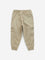 HOP Kids Beige Mid-Rise Cotton Blend Cargo Joggers