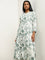 Utsa Green Botanical Printed A-Line Kurta