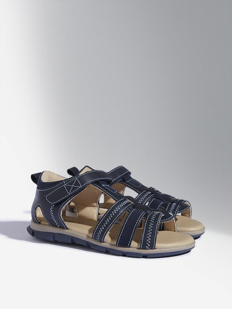 Yellow Navy Multi-Strap Sandals