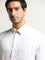 WES Formals White Striped Slim Fit Shirt