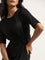 Wardrobe Black Twist Design Ribbed Straight Dress