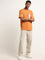 Nuon Orange Relaxed Fit Contrast Print Cotton T-Shirt