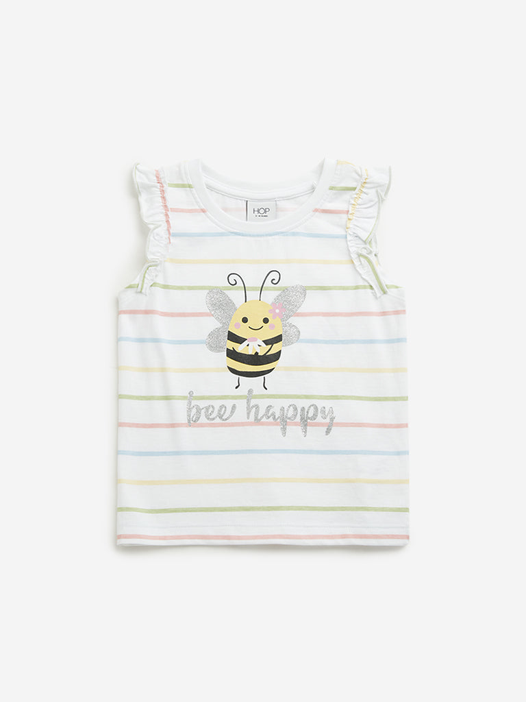 HOP Kids White Striped Top