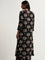 Utsa Black Foliage Design A-Line Kurta