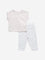 HOP Baby Pink Schiffli Design Cotton Top and Pants Set