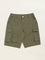 Y&F Kids Olive Solid Mid-Rise Cotton Shorts