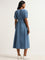 LOV Blue Denim A-Line Dress