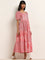 Bombay Paisley Red Ikat Patterned Tiered Cotton Dress