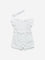 HOP Baby White Schiffli Design Cotton Jumpsuit with Hairband Set