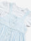 HOP Baby Light Blue Floral Embroidered Cotton Pinafore with Top Set