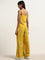 Bombay Paisley Yellow Leaf Printed Jumpsuit with Top Set