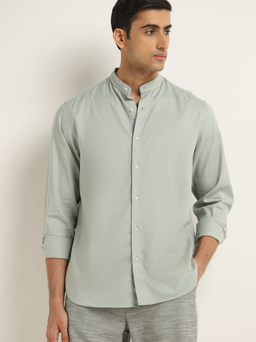 Ascot Sage Solid Relaxed-Fit Cotton Shirt