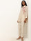 Vark Beige Floral Embroidered Straight Tunic With Pants Set