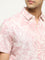 WES Casuals Pink Foliage Design Slim-Fit Cotton Shirt