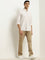 WES Casuals Beige Striped Seersucker Slim-Fit Cotton Shirt