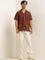 Nuon Brown Knit-Textured Relaxed-Fit Shirt