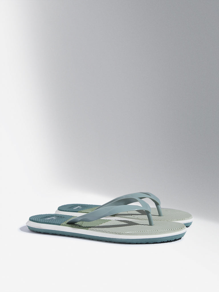 LUNA BLU Green Colour-Blocked Flip-Flop