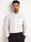 WES Formals White Striped Relaxed-Fit Cotton Shirt