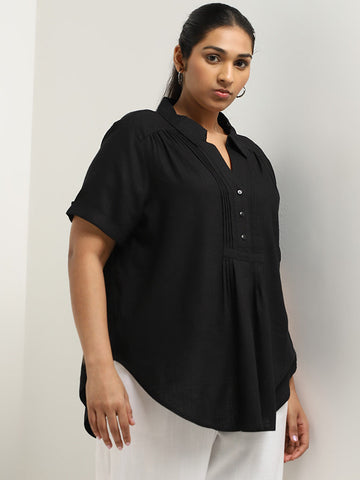 Gia Black Pintuck Detailed Blouse