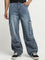 Nuon Blue Faded Cargo-Style Relaxed - Fit Mid - Rise Jeans