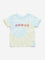 HOP Kids Yellow & Mint Tie-Dye Text Embellished Cotton T-Shirt