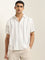 Ascot White Striped Printed Relaxed-Fit Blended Linen Shirt