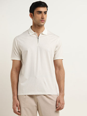 Ascot Light Beige Relaxed-Fit Cotton Blend Polo T-Shirt