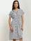 Wardrobe Ivory & Navy Houndstooth Shirt Dress with Belt