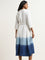 LOV White Ombre Blended Linen Shirt Dress with Belt